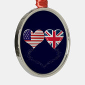 Großbritannien- und USA-Herz-Flagge und Silbernes Ornament (Rechts)