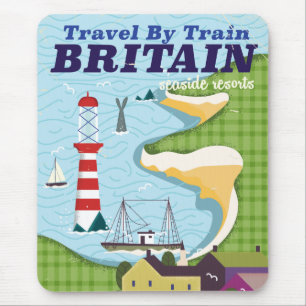 Großbritannien Vintages Bahnhofposter Mousepad