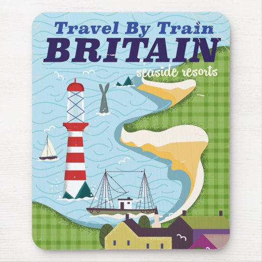 Großbritannien Vintages Bahnhofposter Mousepad (Vorne)