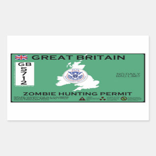 Großbritannien-Zombie-Jagd-Erlaubnis Rechteckiger Aufkleber