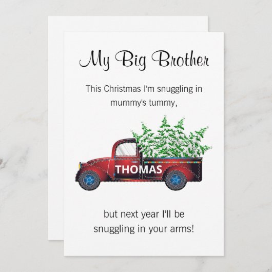Grossbruderankündigung Xmas LKW Feiertagskarte (Vorne/Hinten)