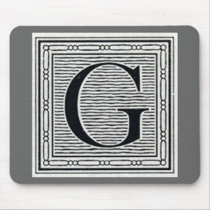 Großbuchstabe "G" Holzschnitt Initiale Mousepad
