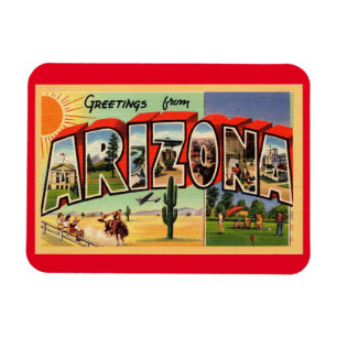 Großbuchstabe Gruß Arizona im Vintage-Stil Magnet