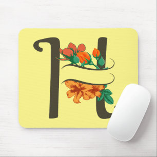 Großbuchstabe H florales Monogramm Mousepad