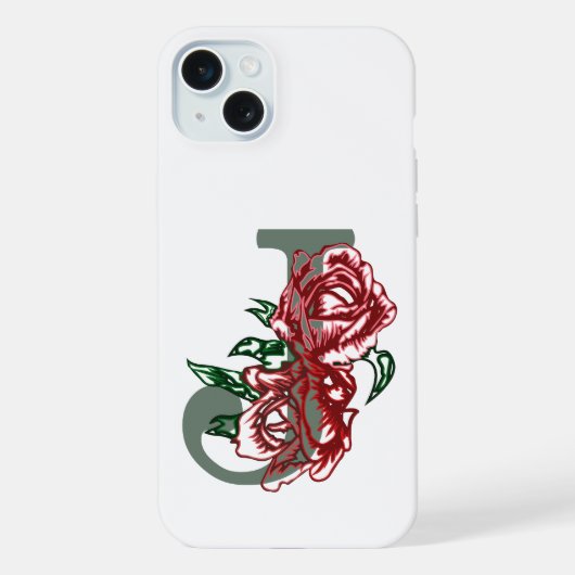 Großbuchstabe J florales Monogramm iPhone Hülle (Rückseite)