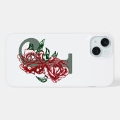 Großbuchstabe J florales Monogramm iPhone Hülle (Rückseite (Horizontal))