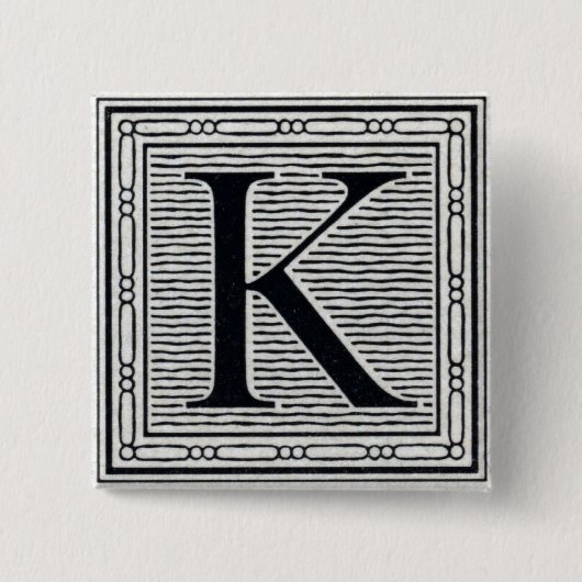 Großbuchstabe "K" Holzschnitt Initiale Button (Vorderseite)