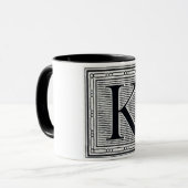 Großbuchstabe "K" Holzschnitt Initiale Tasse (Vorderseite Links)