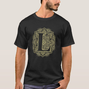 Großbuchstabe L Florale Anfangs- Monogramm-Schrift T-Shirt