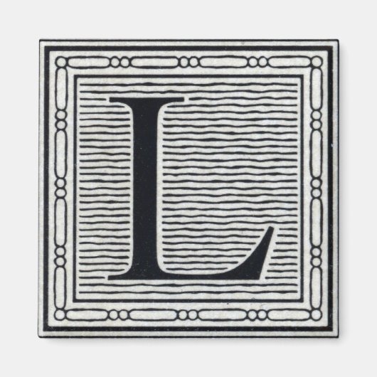 Großbuchstabe "L" Holzschnitt Initiale Magnet (Vorne)