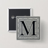 Großbuchstabe "M" Holzschnitt Initiale Button (Vorne & Hinten)