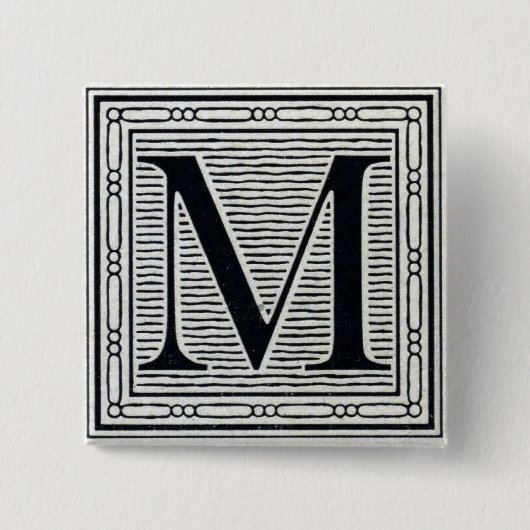 Großbuchstabe "M" Holzschnitt Initiale Button (Vorderseite)