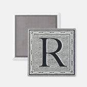 Großbuchstabe "R" Holzschnitt-Initiale Magnet (Vorderseite/Rückseite)