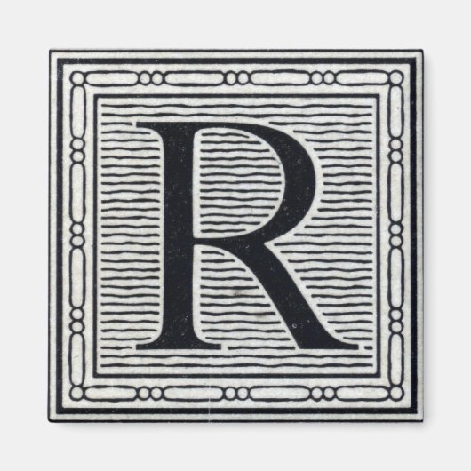 Großbuchstabe "R" Holzschnitt-Initiale Magnet (Vorne)
