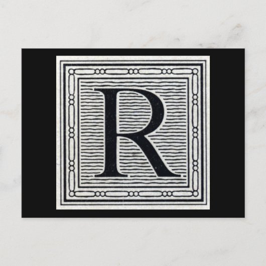 Großbuchstabe "R" Holzschnitt-Initiale Postkarte (Vorderseite)