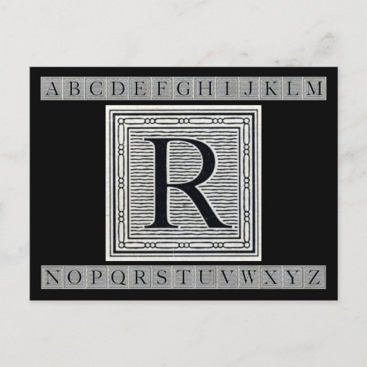 Großbuchstabe "R" Holzschnitt-Initiale Postkarte (Vorderseite)