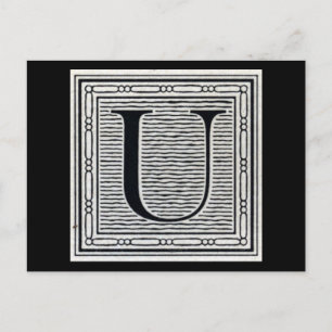 Großbuchstabe "U" Holzschnitt Initiale Postkarte