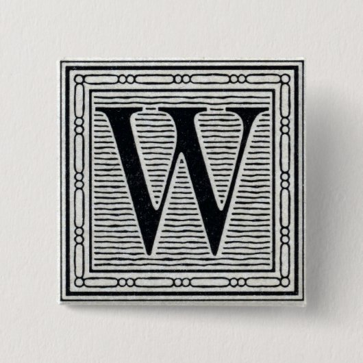 Großbuchstabe "W" Holzschnitt-Initiale Button (Vorderseite)