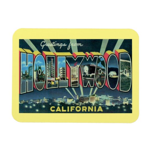 Großbuchstaben Gruß Hollywood Kalifornien Vintag Magnet (Horizontal)