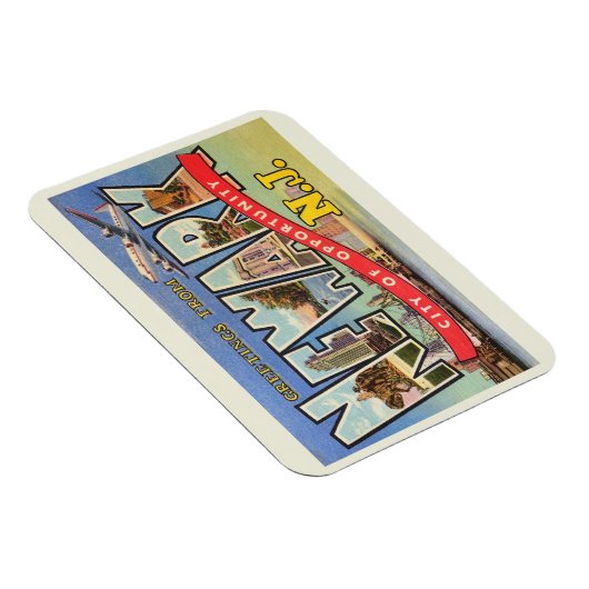Großbuchstaben Gruß, Newark, NJ Vintag Magnet (Rechte Seite)