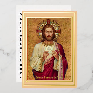 GROSSDRUCK Folie Spirituelle Kommunion Gebetskarte Folieneinladung