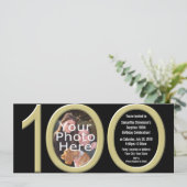 Große 1-0-0 GoldParty Einladungen (Stehend Vorderseite)