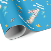 Große 1. Geburtstag unter dem Meer FotoCollage Geschenkpapier (Rolleneckpunkt)
