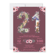 Große 21. Geburtstagsfoto Collage Pink Blume Frau