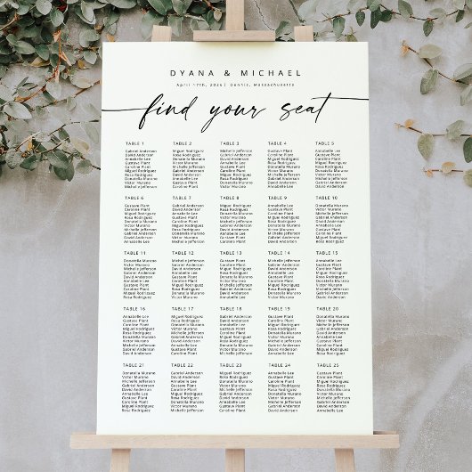 Große 25 Tische finden Ihre Sitzkarte Poster