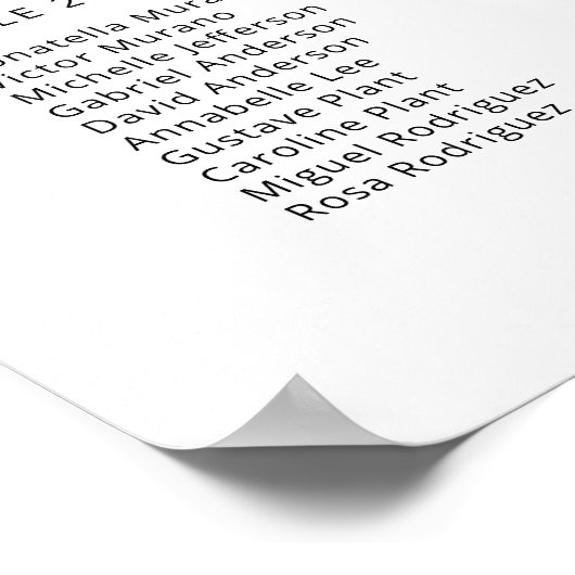 Große 25 Tische finden Ihre Sitzkarte Poster (Ecke)