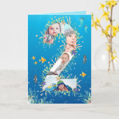 Große 2. Geburtstag unter dem Meer FotoCollage Karte (Gelbe Blume)