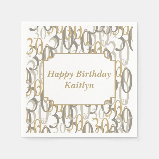 Große 30 Personalisierte Geburtstagsparty Serviette (Vorderseite)