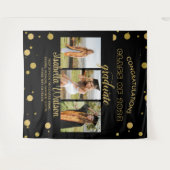 Große 3 Fotos Graduierung Party BlackGold Hintergr Wandteppich (Vorderseite (Horizontal))