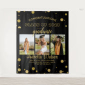 Große 3 Fotos Graduierung Party BlackGold Hintergr Wandteppich (Vorderseite)