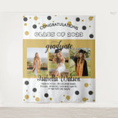 Große 3 Fotos Graduierung Party BlackGold Hintergr Wandteppich (Vorderseite)