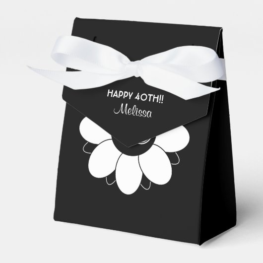 Große 40 Geburtstagsparty Blumenmuster Schwarz Geschenkschachtel (Vorderseite)