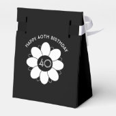 Große 40 Geburtstagsparty Blumenmuster Schwarz Geschenkschachtel (Rückseite)