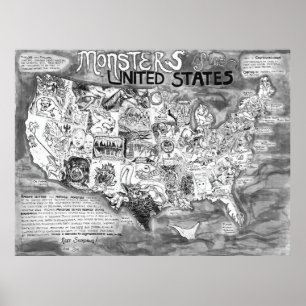 Große 48 x 36" Monster der Vereinigten Staaten Poster