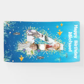 Große 4. Geburtstag unter dem Meer FotoCollage Banner (Horizontal)