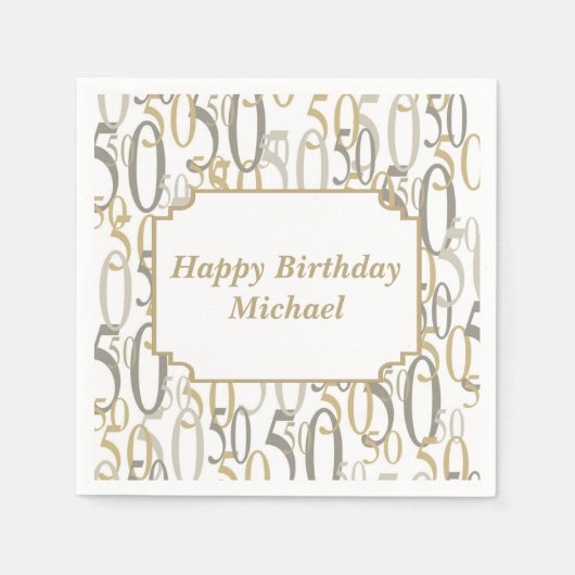 Große 50 Personalisierte Geburtstagsparty Serviette (Vorderseite)