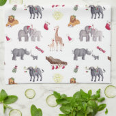 Große 5 afrikanische Weihnachtstiere Geschirrtuch (Gefaltet)