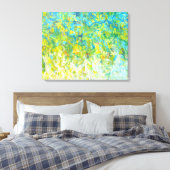 Große Abstrakt türkisfarbene, gelb-grüne Leinwand (Insitu (Schlafzimmer))
