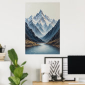 Große abstrakte Berge Malerei auf Leinwand 3D-Hea Poster (Heimbüro)
