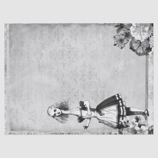 Große Alice im Wunderland aus Schwarz und Weiß Seidenpapier (Vorderseite)