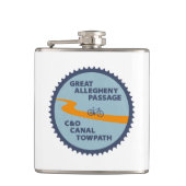 Große Allegheny-Passage C&O-Kanalring Flachmann (Vorderseite)