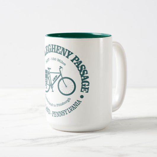 Große Allegheny Passage (Fahrrad) Zweifarbige Tasse (VorderseiteRechts)