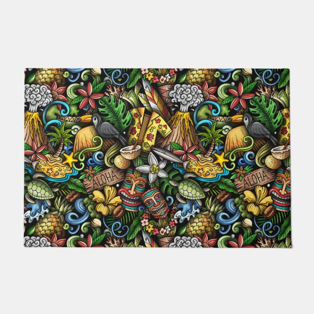 Große ALOHA Tropenkleidung Fußmatte (Vorderseite)