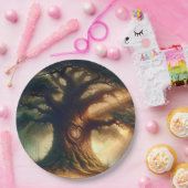 Große alte Eichenbaum verzauberte Rustikalwaldhoch Pappteller (Party)