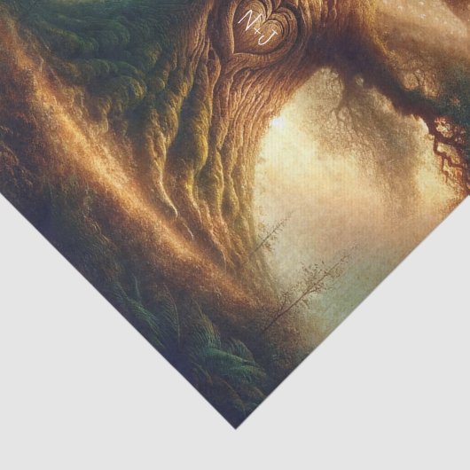 Große alte Eichenbaum verzauberte Rustikalwaldhoch Seidenpapier (Ausschnitt)