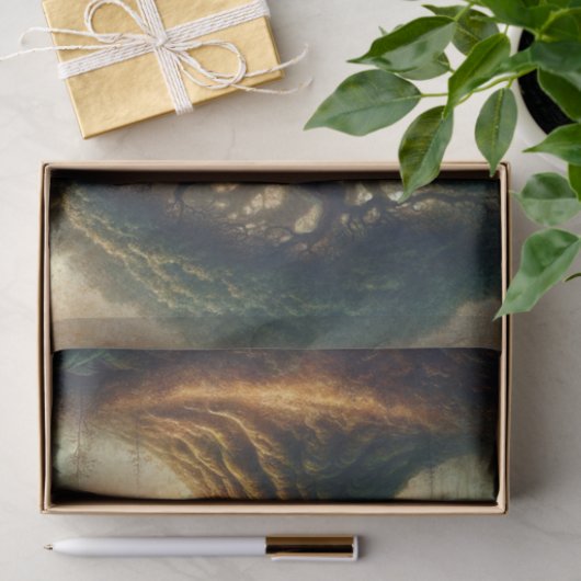 Große alte Eichenbaum verzauberte Rustikalwaldhoch Seidenpapier (Geschenk)